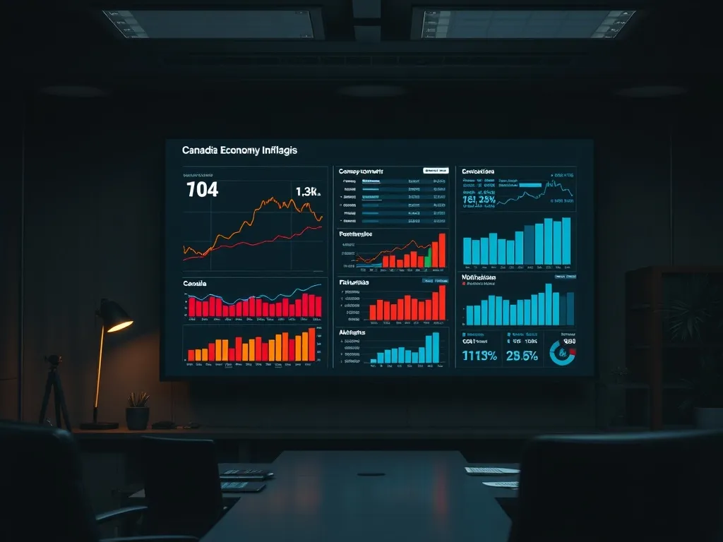 A professional office setting showing a large monitor with s